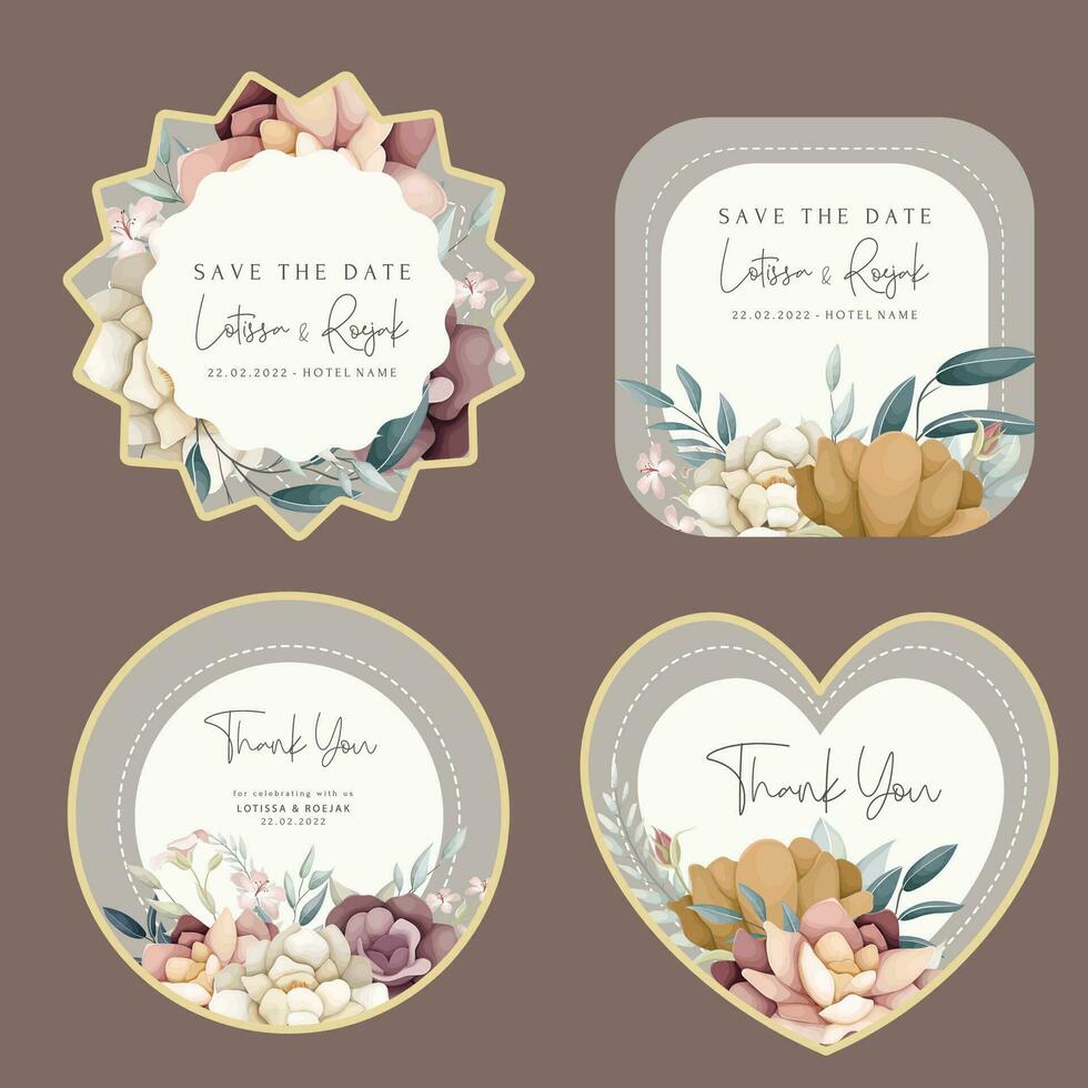 set of flower arrangements flower and leaves floral illustration for label collection vector