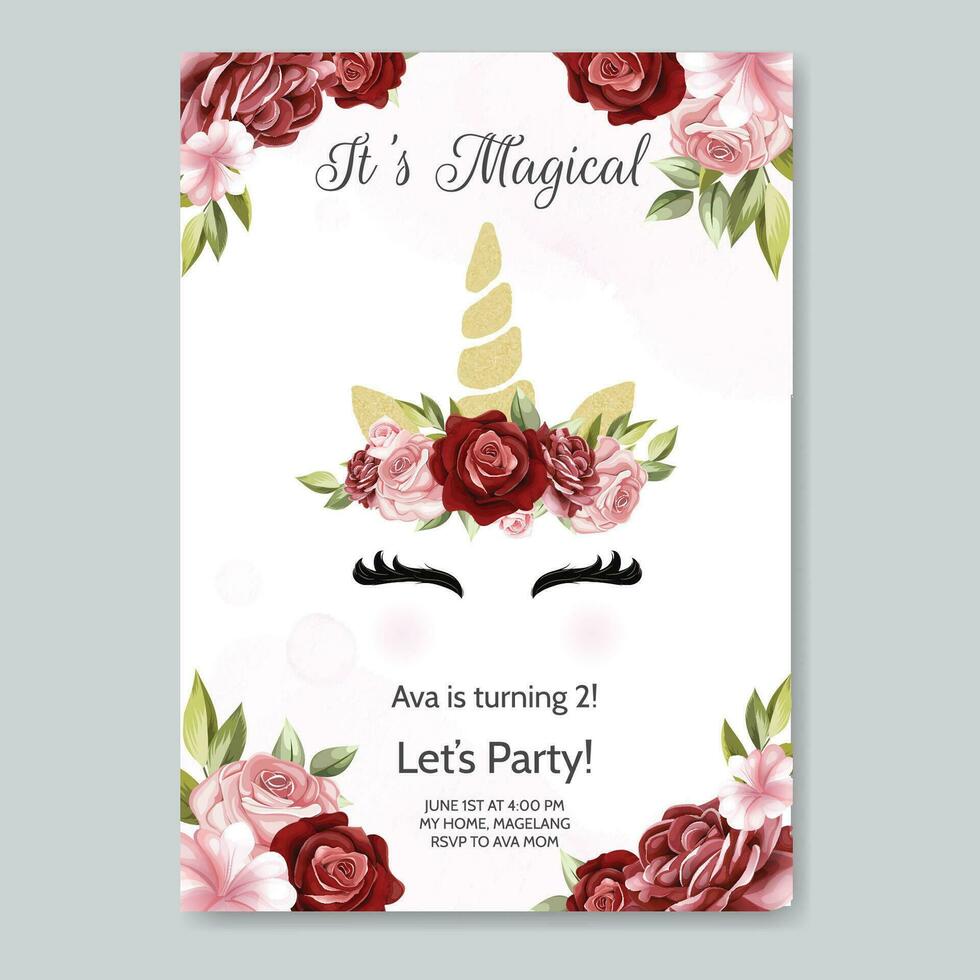 beautiful hand drawn floral wedding invitation card template vector