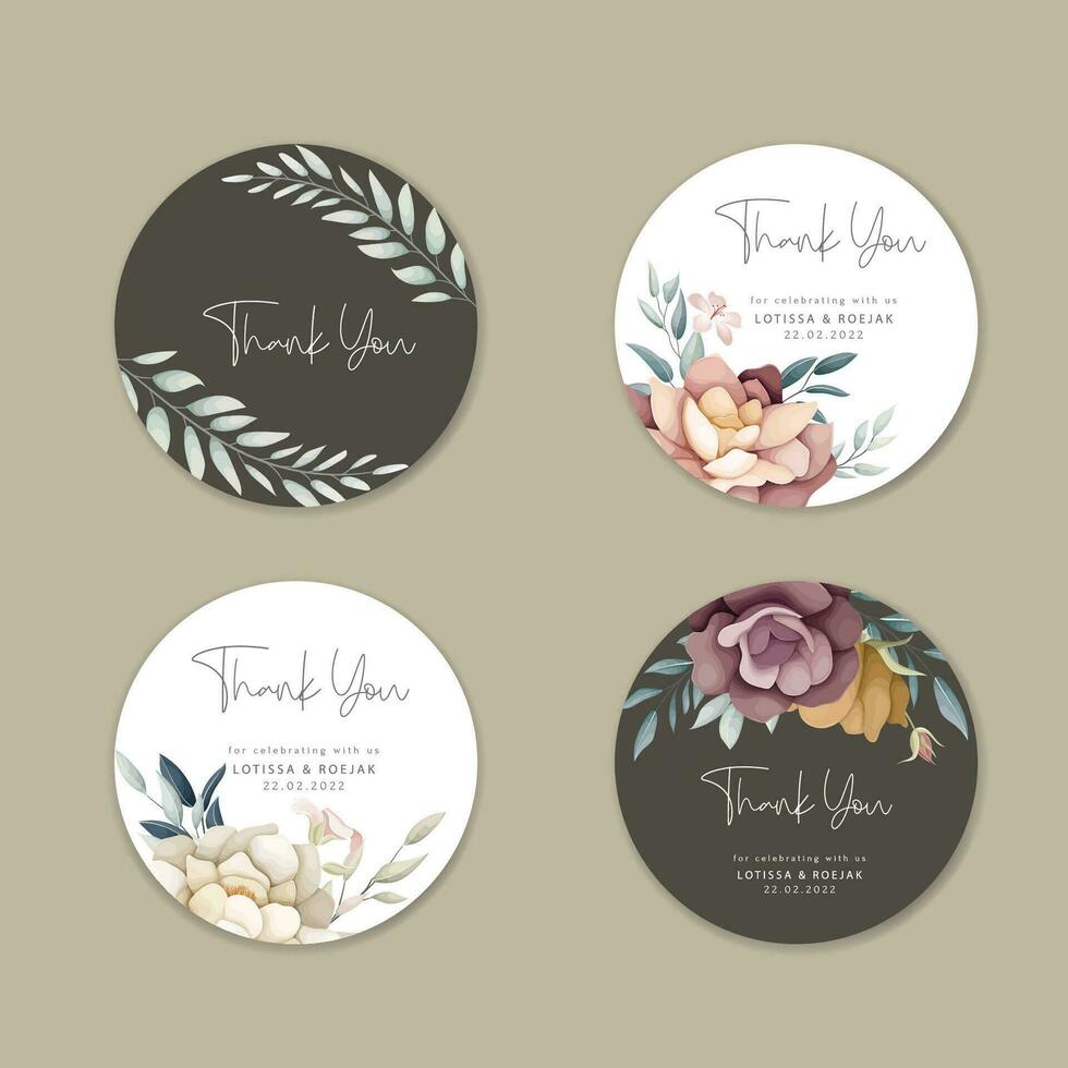 set of flower arrangements flower and leaves floral illustration for label collection vector