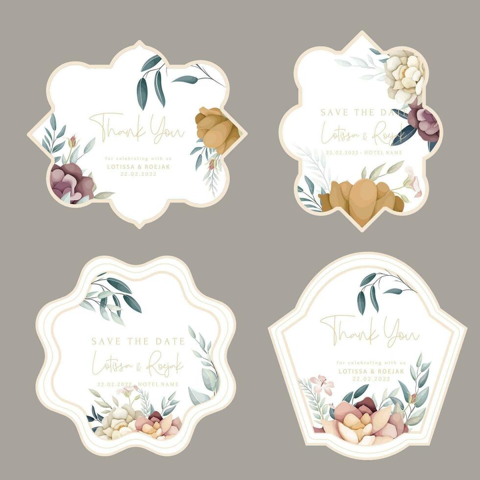 set of flower arrangements flower and leaves floral illustration for label collection vector