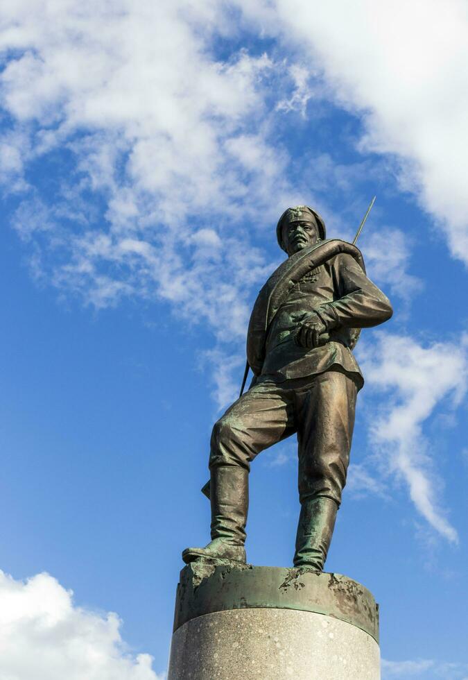 Moscow, Russia - 07.21.2021 -Shot of the monuments on the Victory square located on the Kutuzovskiy Avenue photo