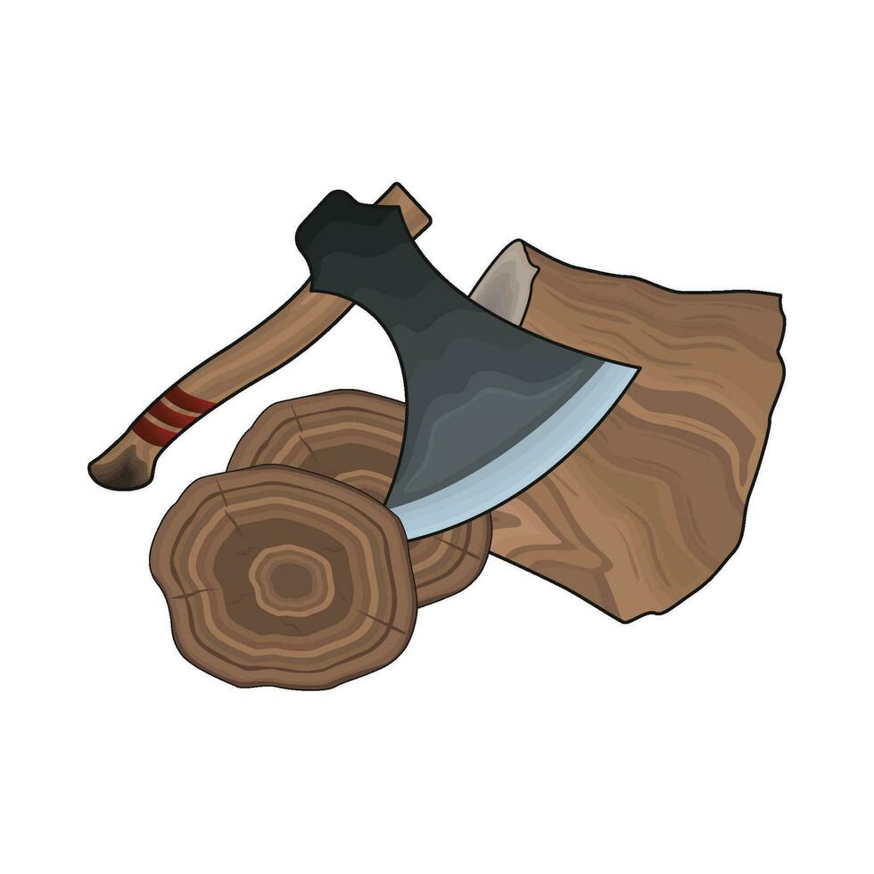 illustration of axe and wood vector