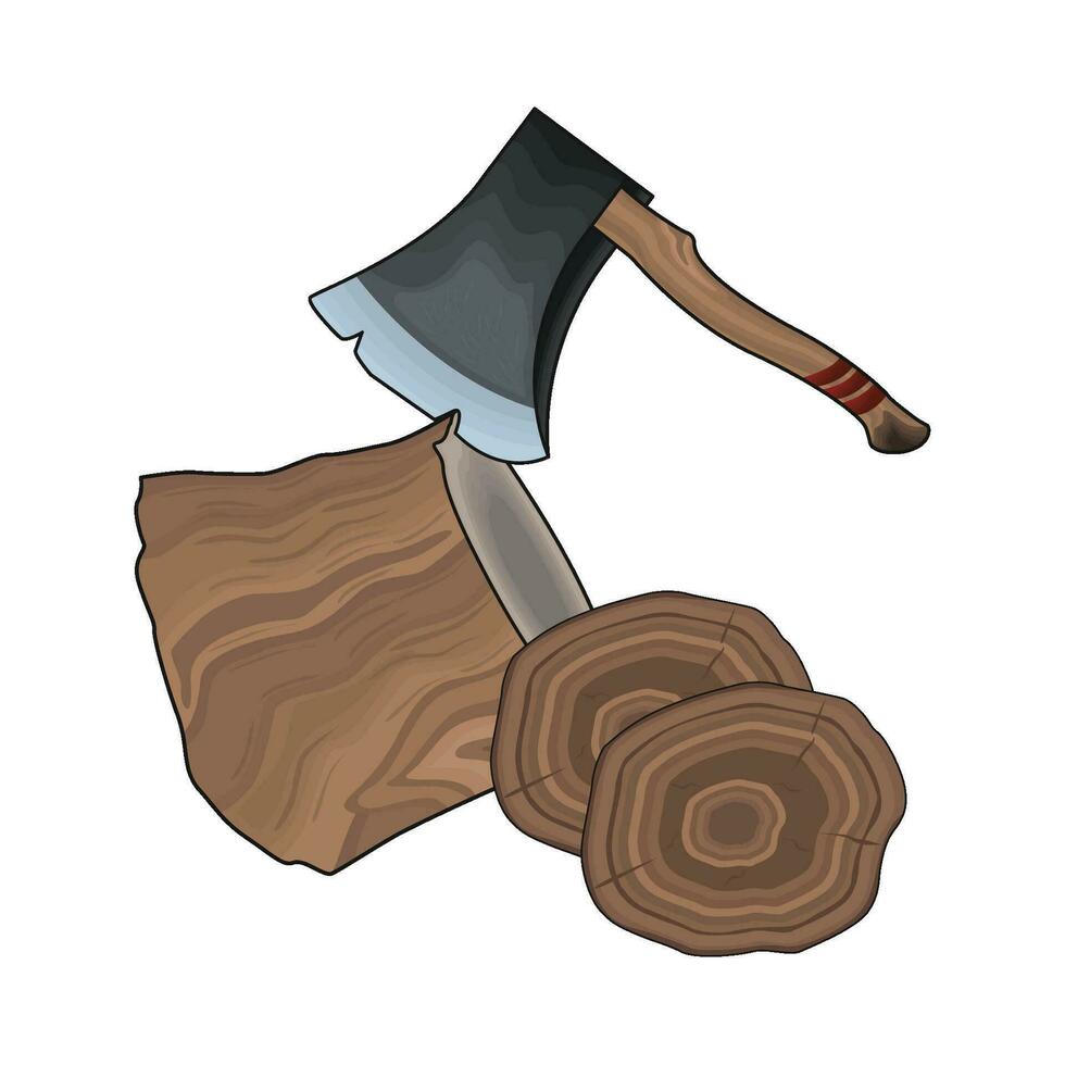 illustration of axe and wood vector