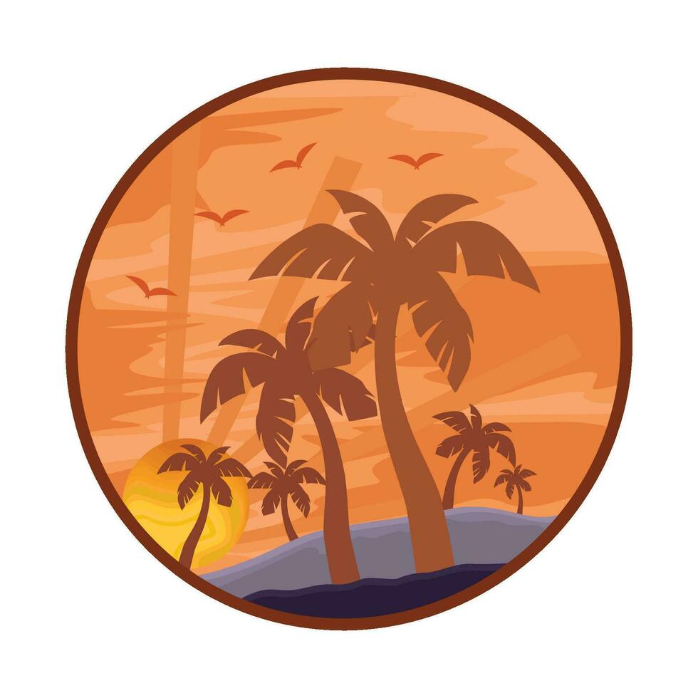 ilustración de paisaje al atardecer vector