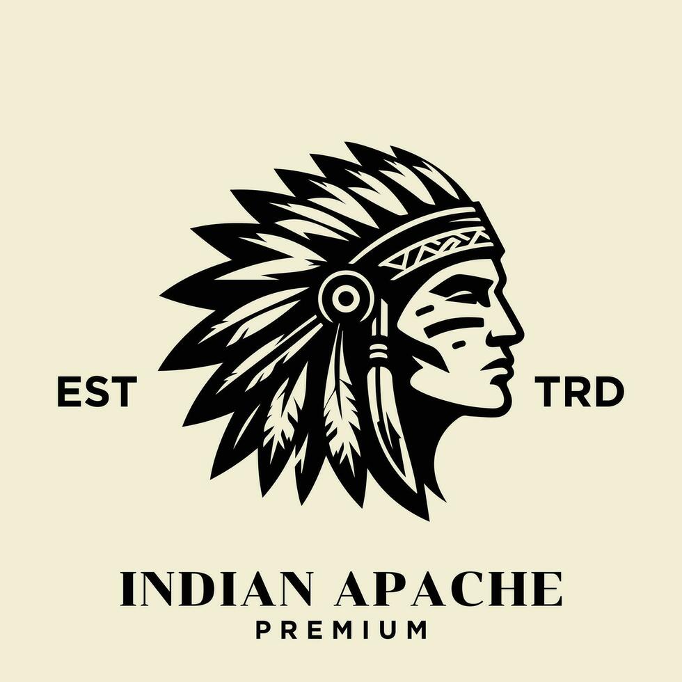 indio apache tribu logo icono diseño vector