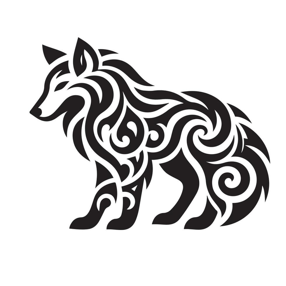 lobo tribal negro blanco moderno diseño vector