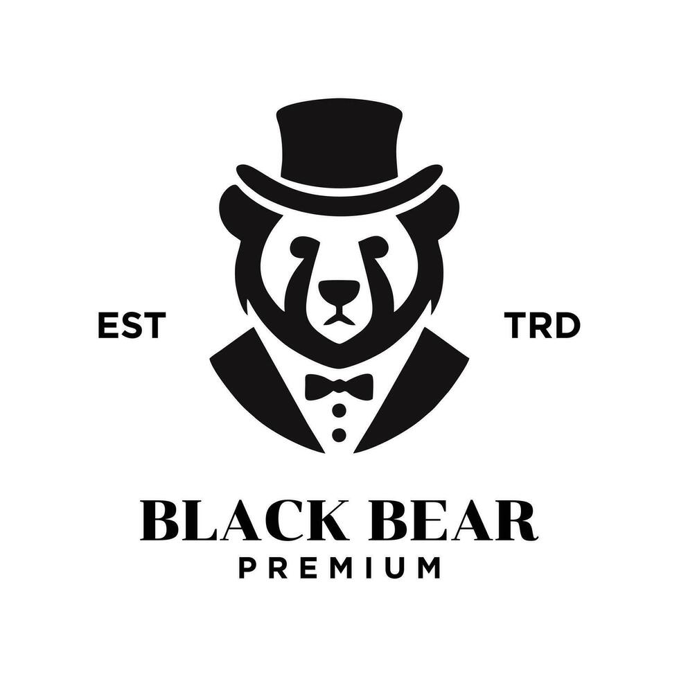 Bear Gentleman Vintage logo icon design vector