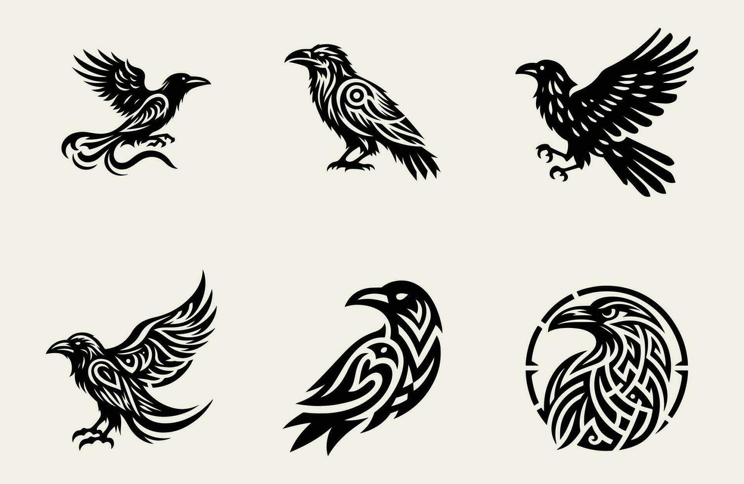 Raven tribal tattoo logo icon design vector