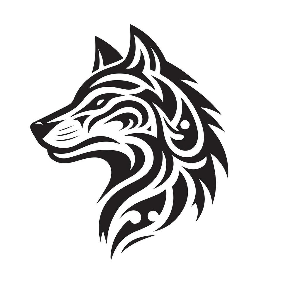 lobo tribal negro blanco moderno diseño vector