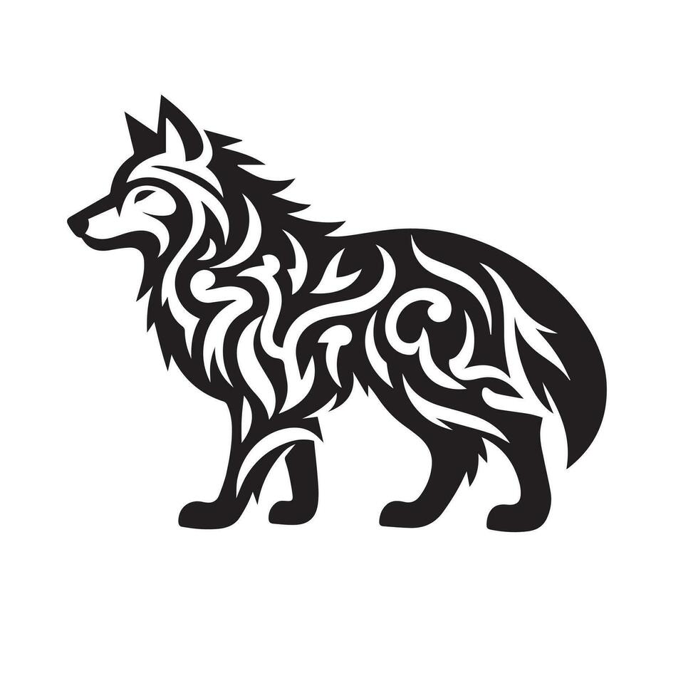lobo tribal negro blanco moderno diseño vector