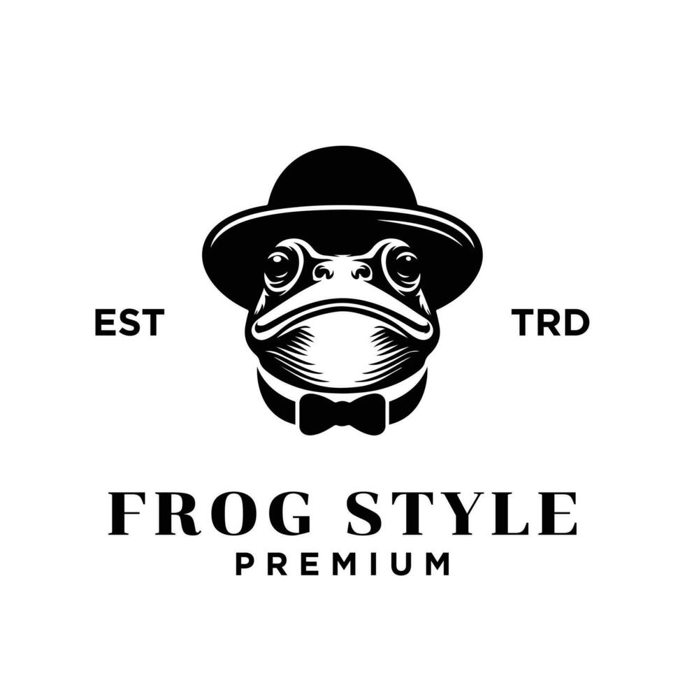 Frog Gentleman Vintage logo icon design vector