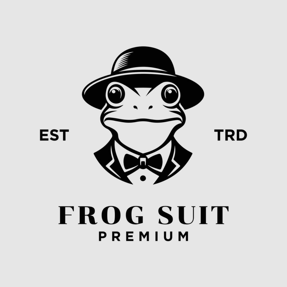 Frog Gentleman Vintage logo icon design vector