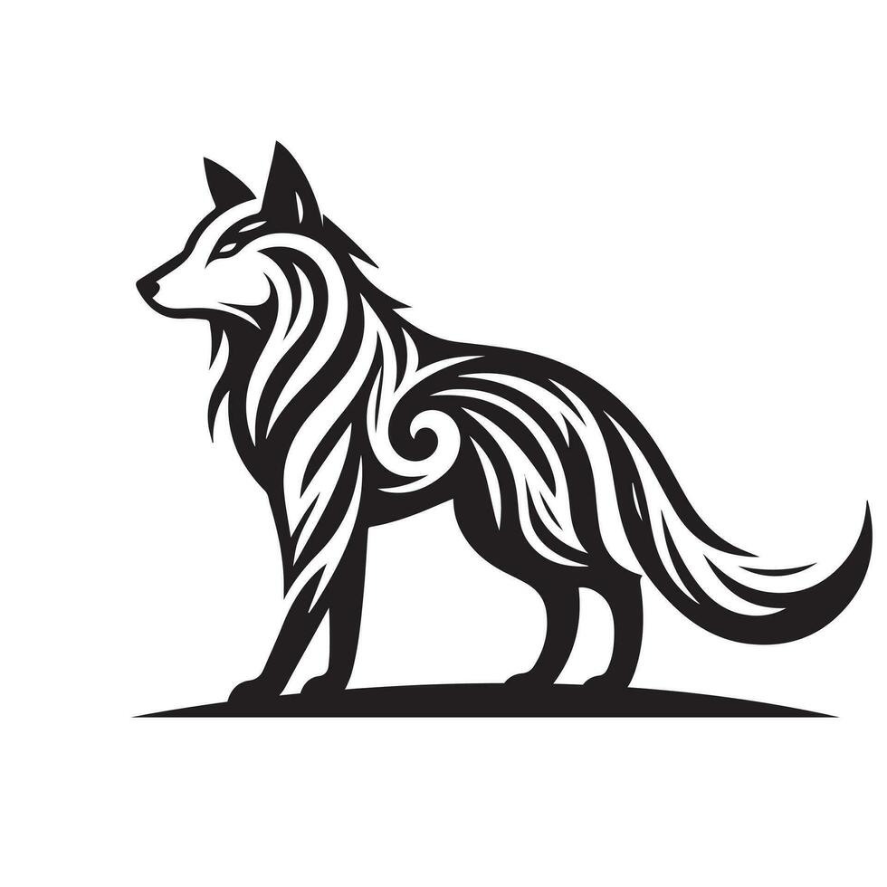 lobo tribal negro blanco moderno diseño vector