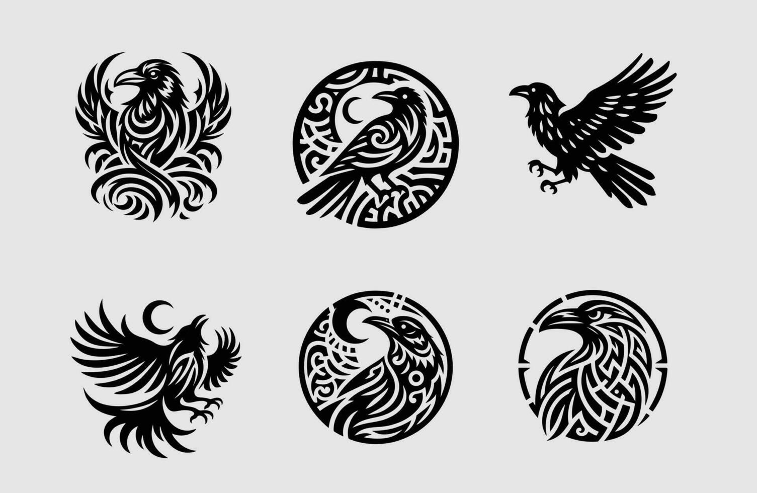 Raven tribal tattoo logo icon design vector
