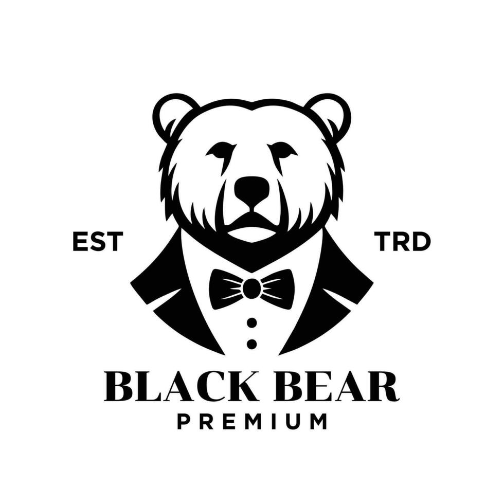 Bear Gentleman Vintage logo icon design vector