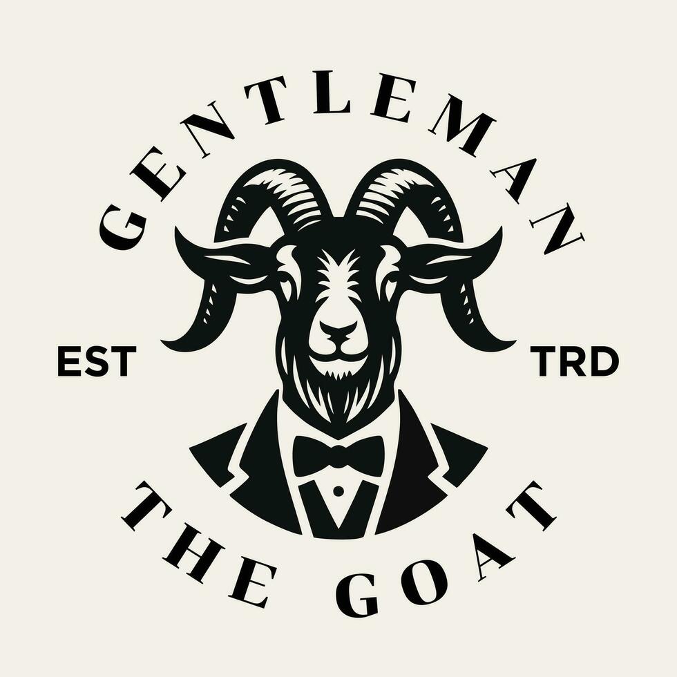 Goat Gentleman Vintage logo icon design vector