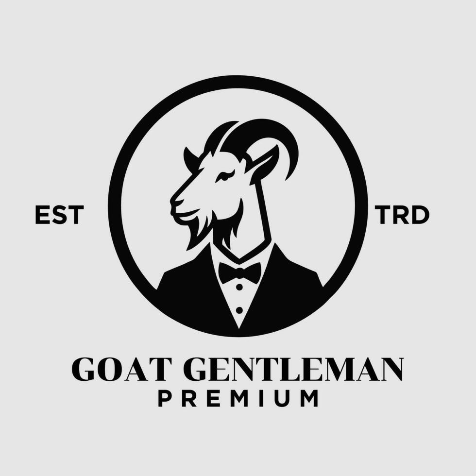 Goat Gentleman Vintage logo icon design vector