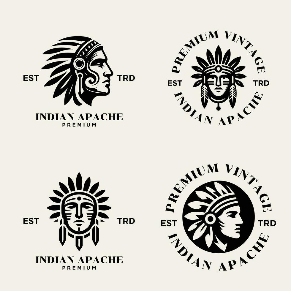 indio apache tribu logo icono diseño vector