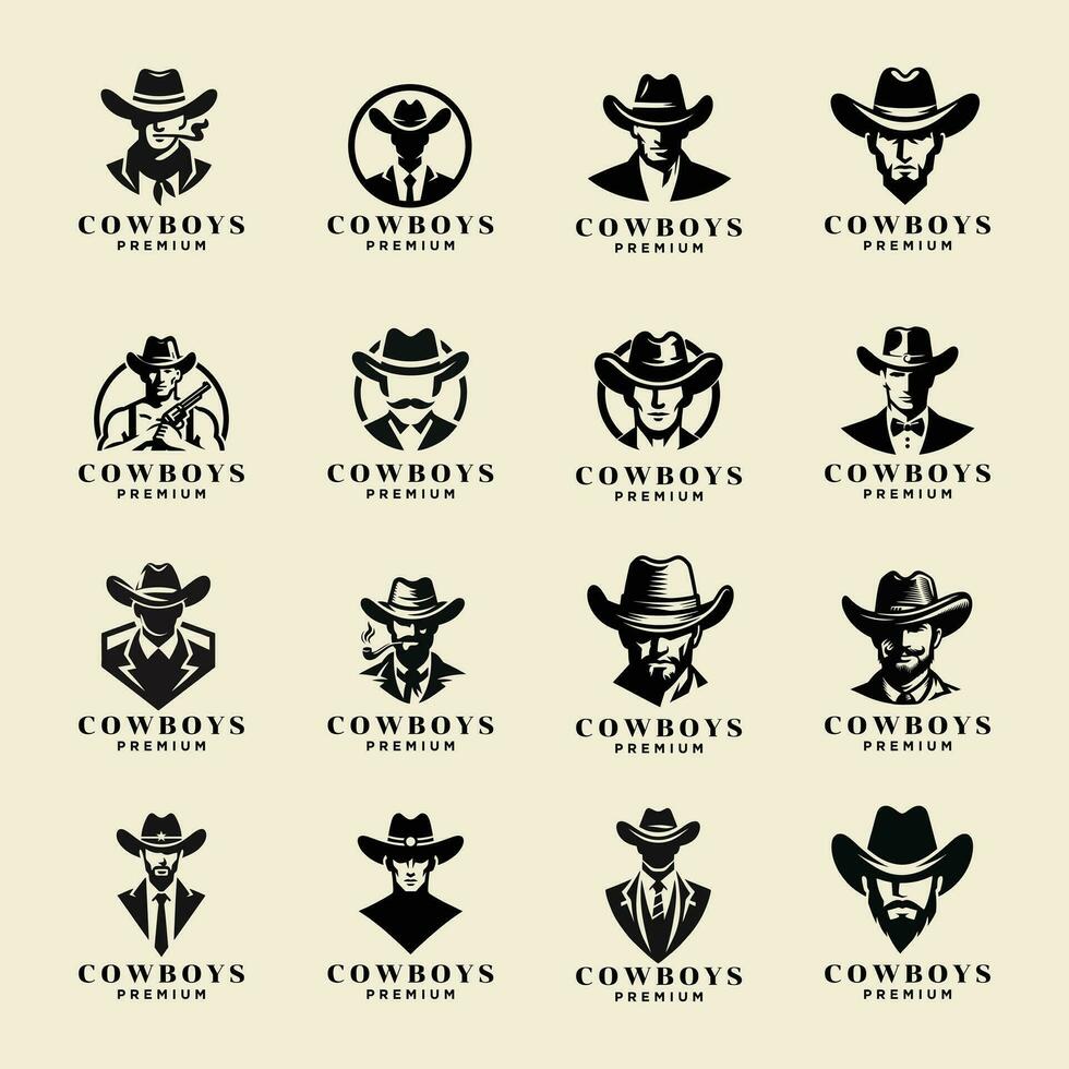 vaquero cabeza frente cara logo icono diseño vector