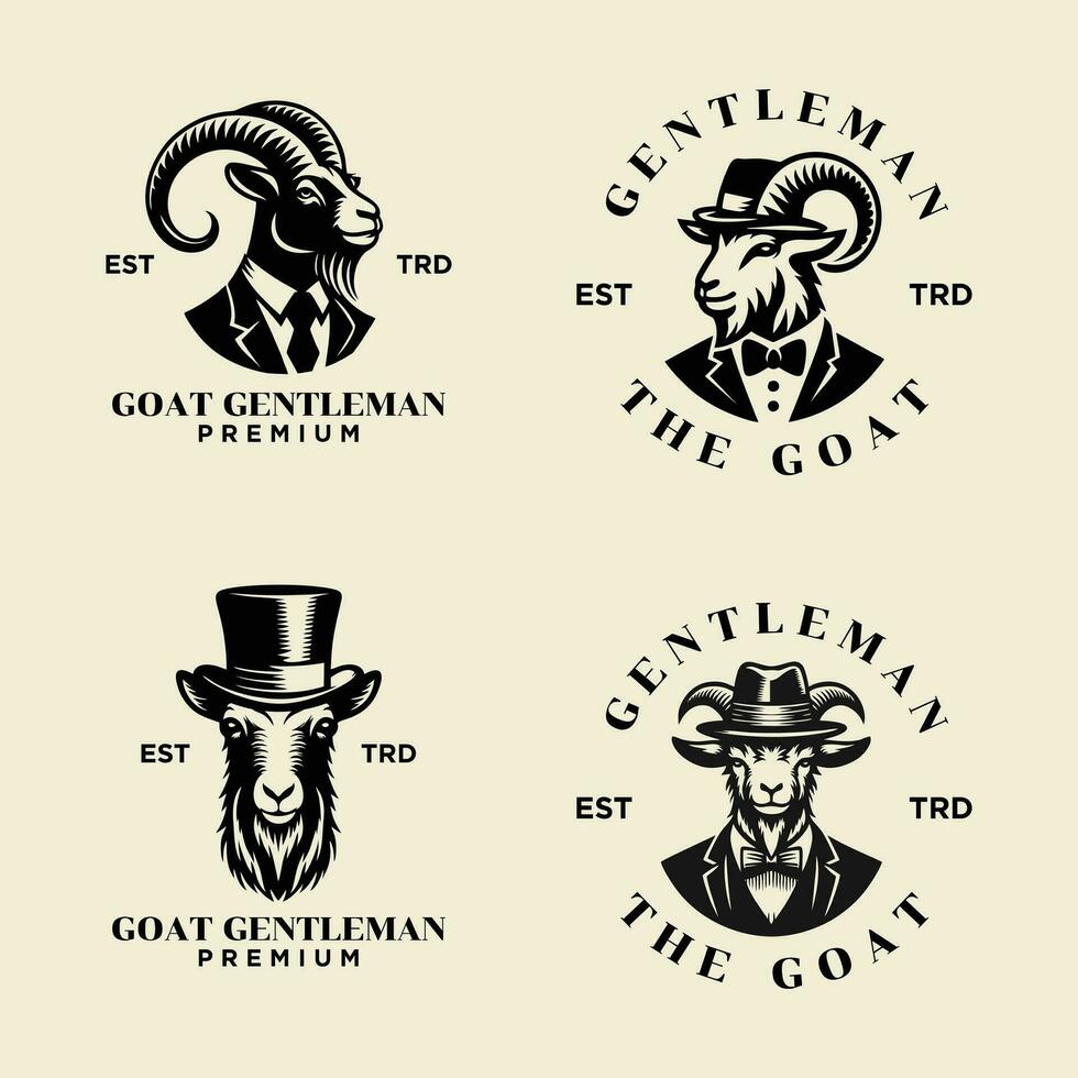 Goat Gentleman Vintage logo icon design vector