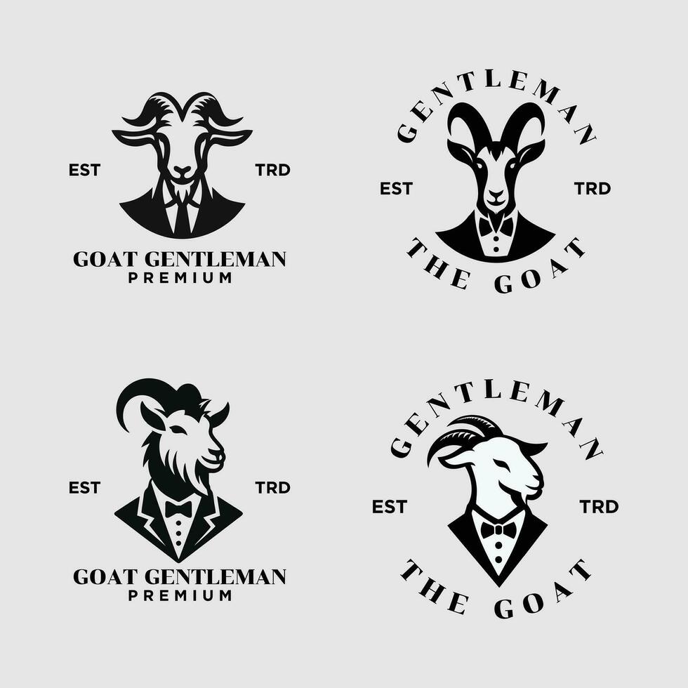 Goat Gentleman Vintage logo icon design vector