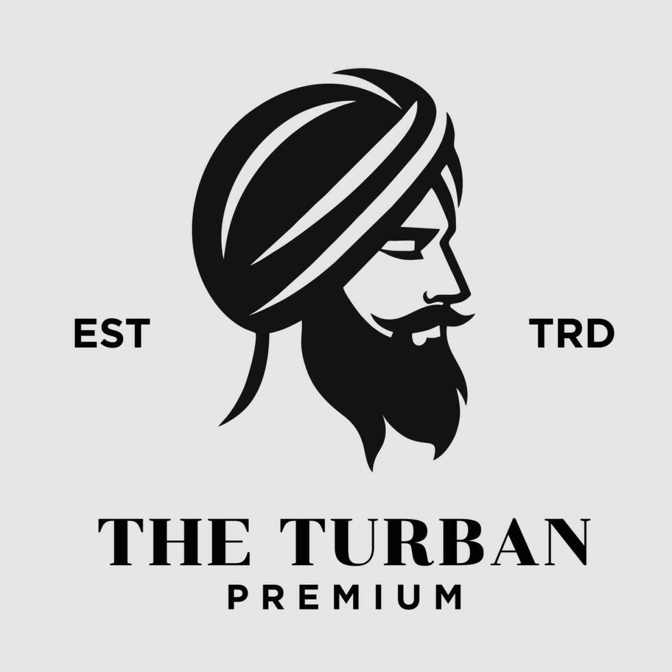 turbante masculino cabeza logo icono diseño ilustración vector