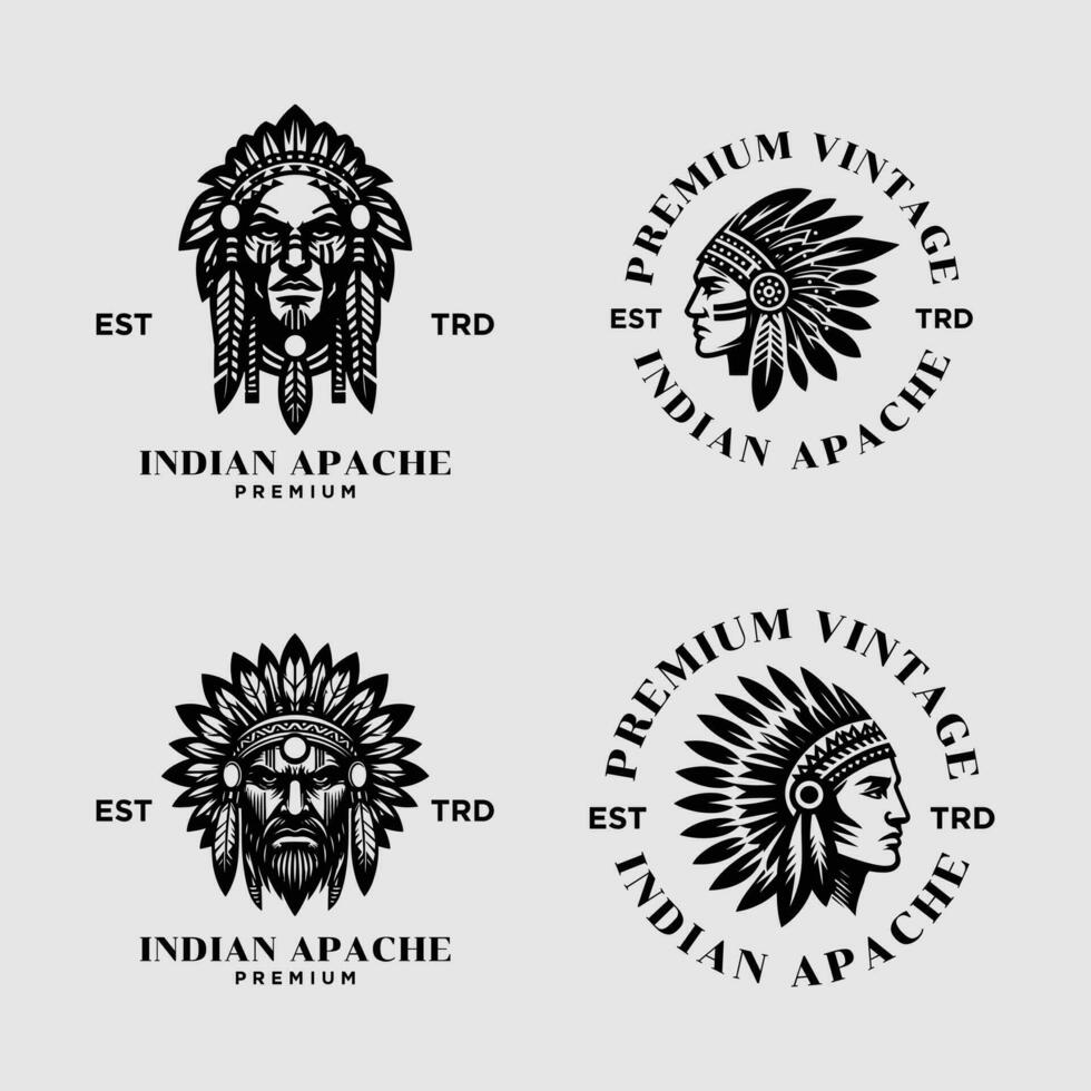 indio apache tribu logo icono diseño vector