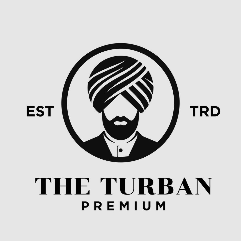 turbante masculino cabeza logo icono diseño ilustración vector