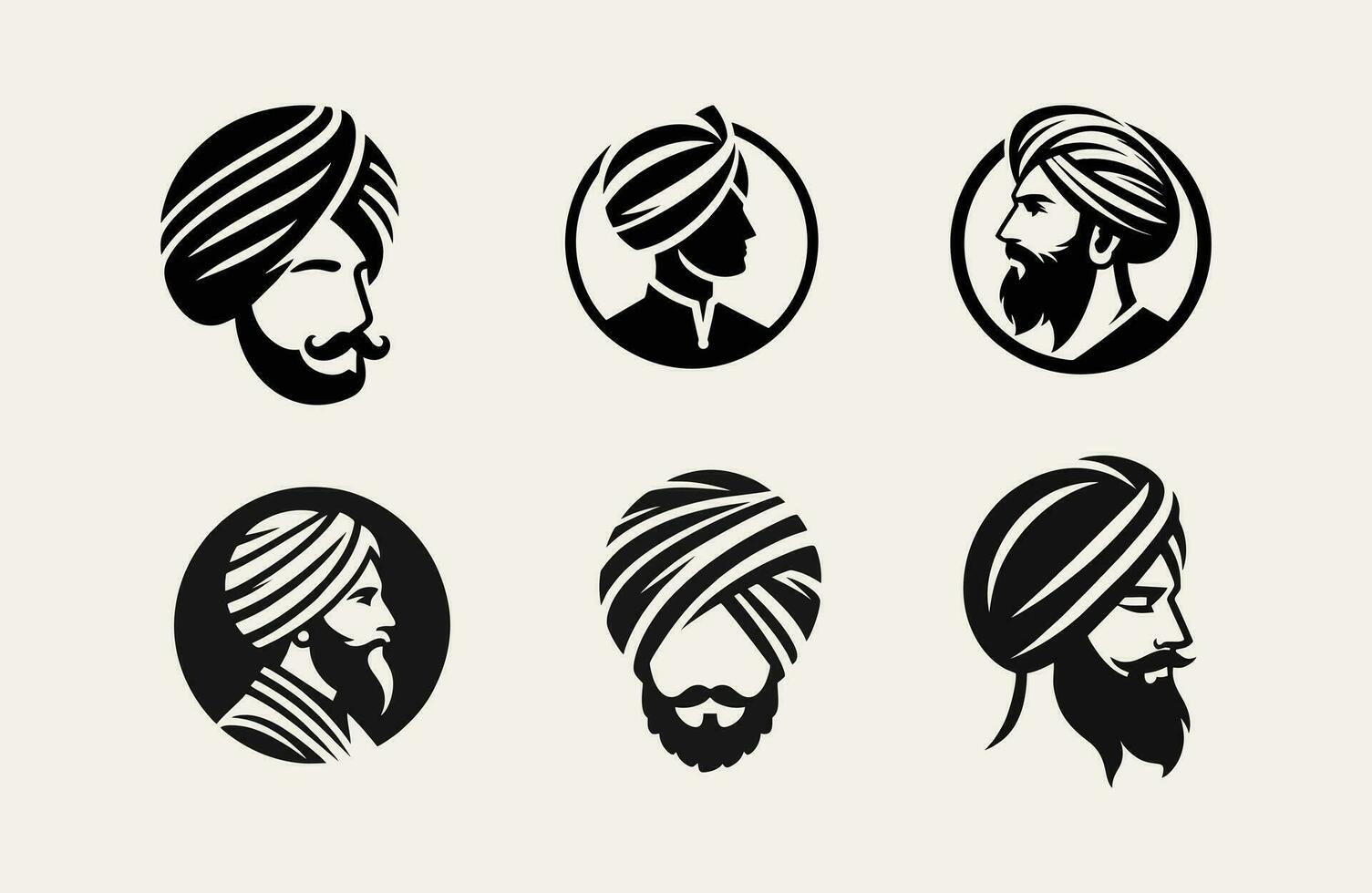 turbante masculino cabeza logo icono diseño ilustración vector