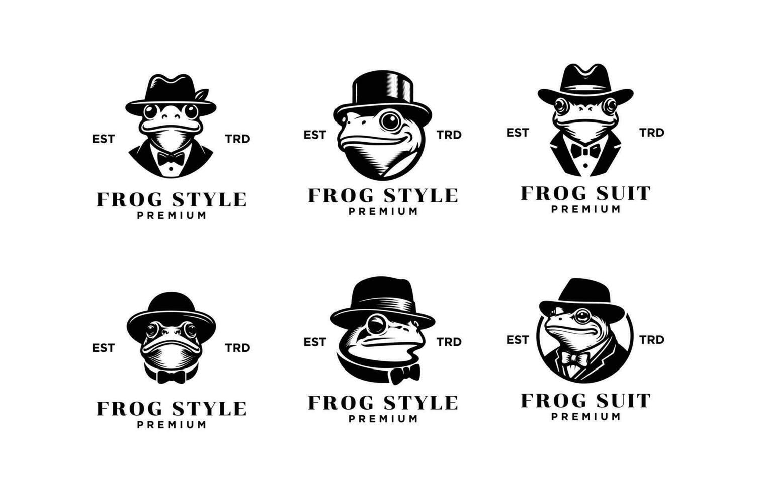 Frog Gentleman Vintage logo icon design vector