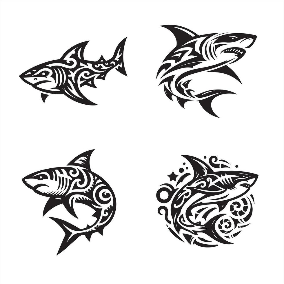 Shark tribal logo icon design illustration vector