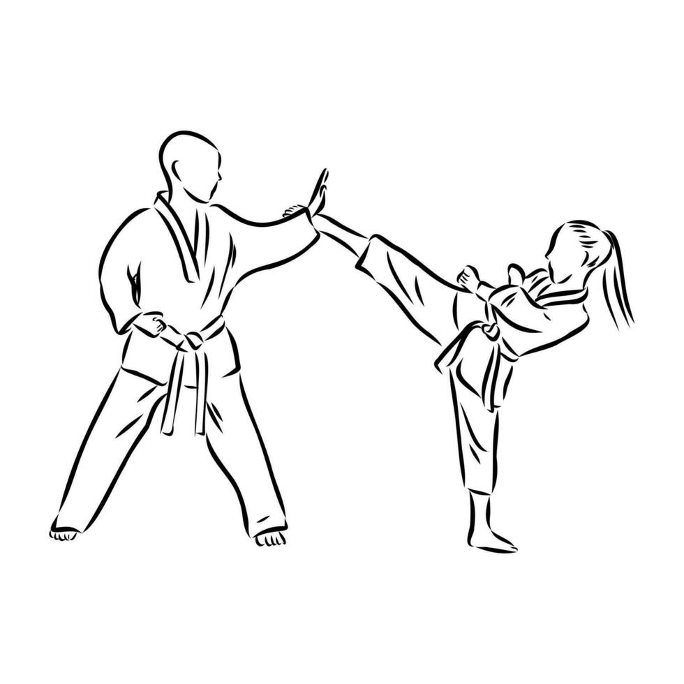 Thai boxing vector sketch