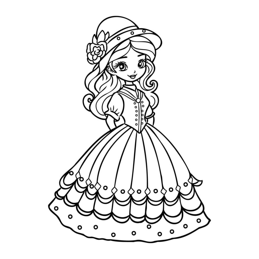 cartoon princess sketch vector