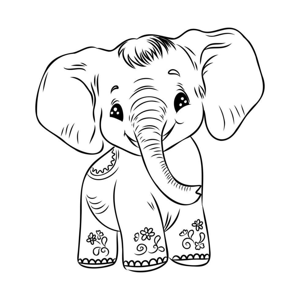 dibujos animados elefante vector bosquejo