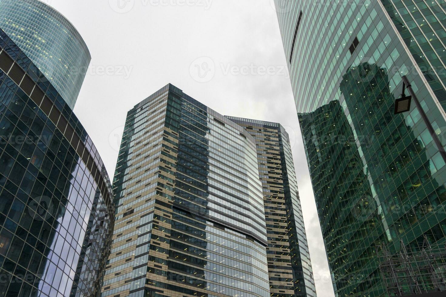Close up shot of modern buildings. Architecture photo