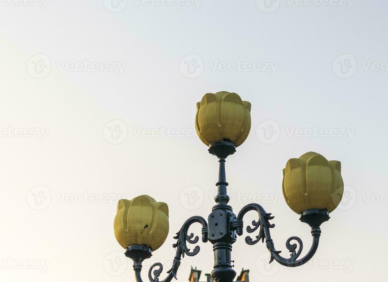 Concept shot of the lamp post on the street. Outdoor photo