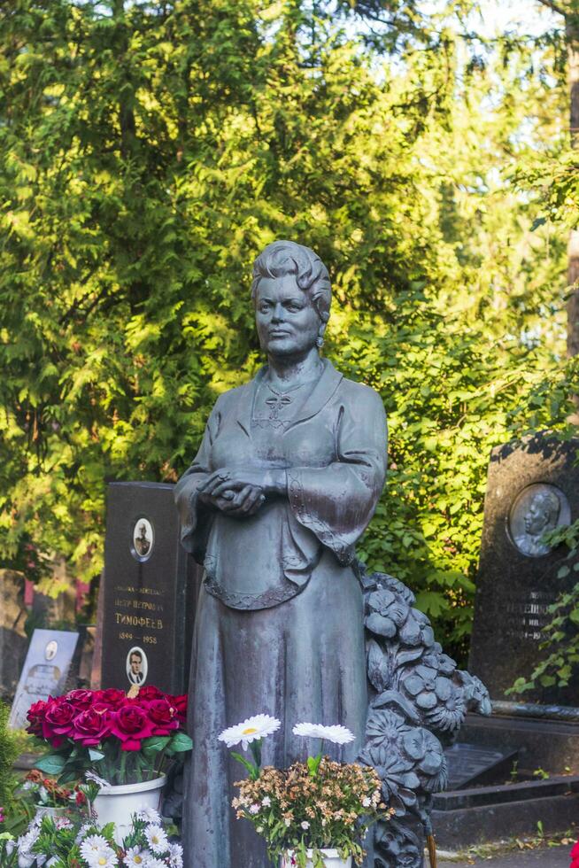 Moscow, Russia - 08.06.2023 - Memorial to the famous soviet russian singer Lydmila Zykina at novodevichy cemetery. History photo