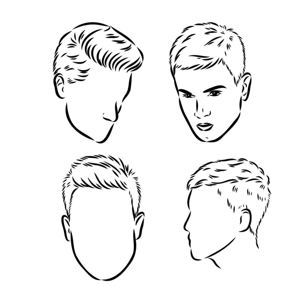 men's hairstyle vector sketch