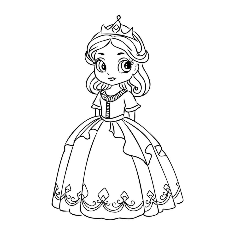 cartoon princess sketch vector