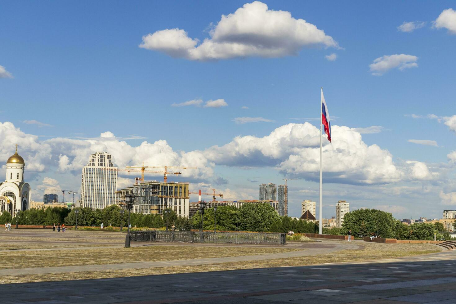 Moscow, Russia - 07.21.2021 -Shot of the Victory square located on the Kutuzovskiy Avenue. City photo