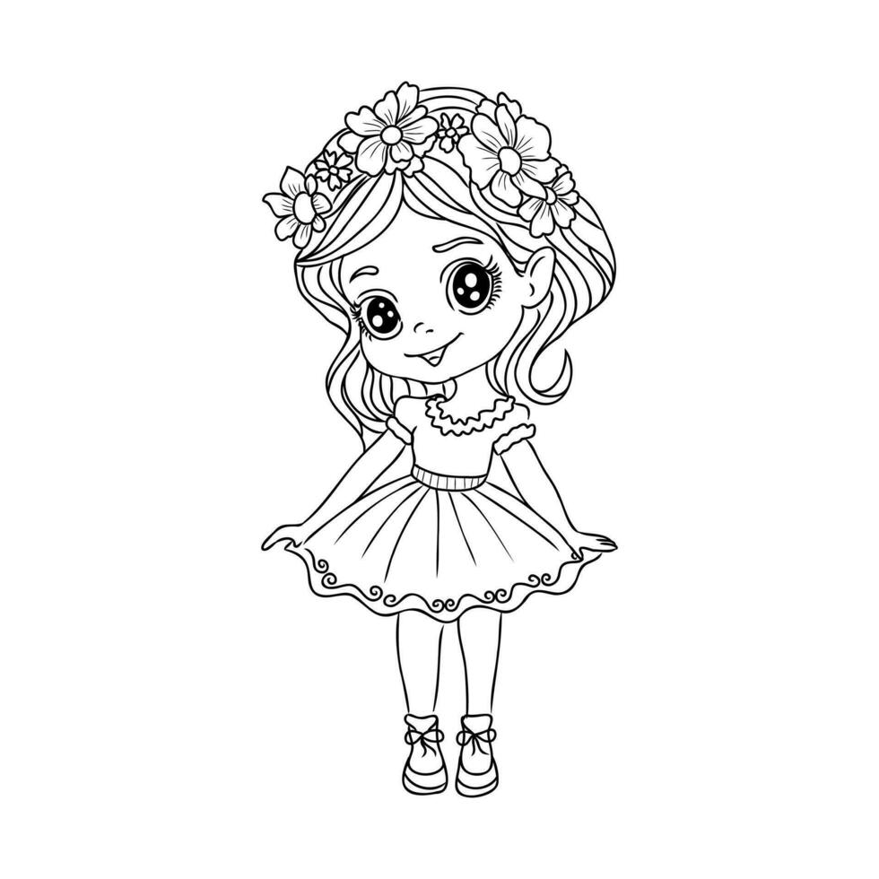 cartoon princess sketch vector