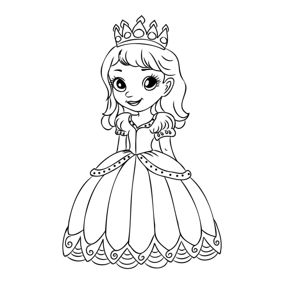 cartoon princess sketch vector