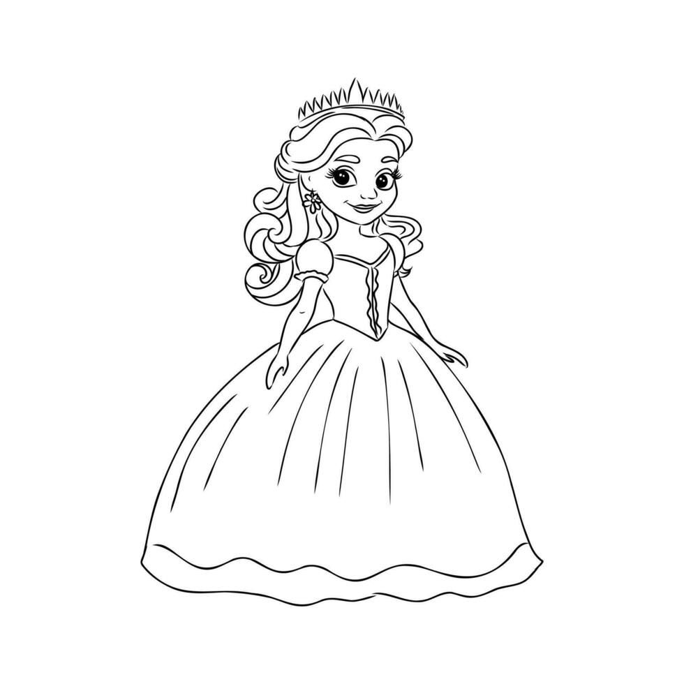 cartoon princess sketch vector