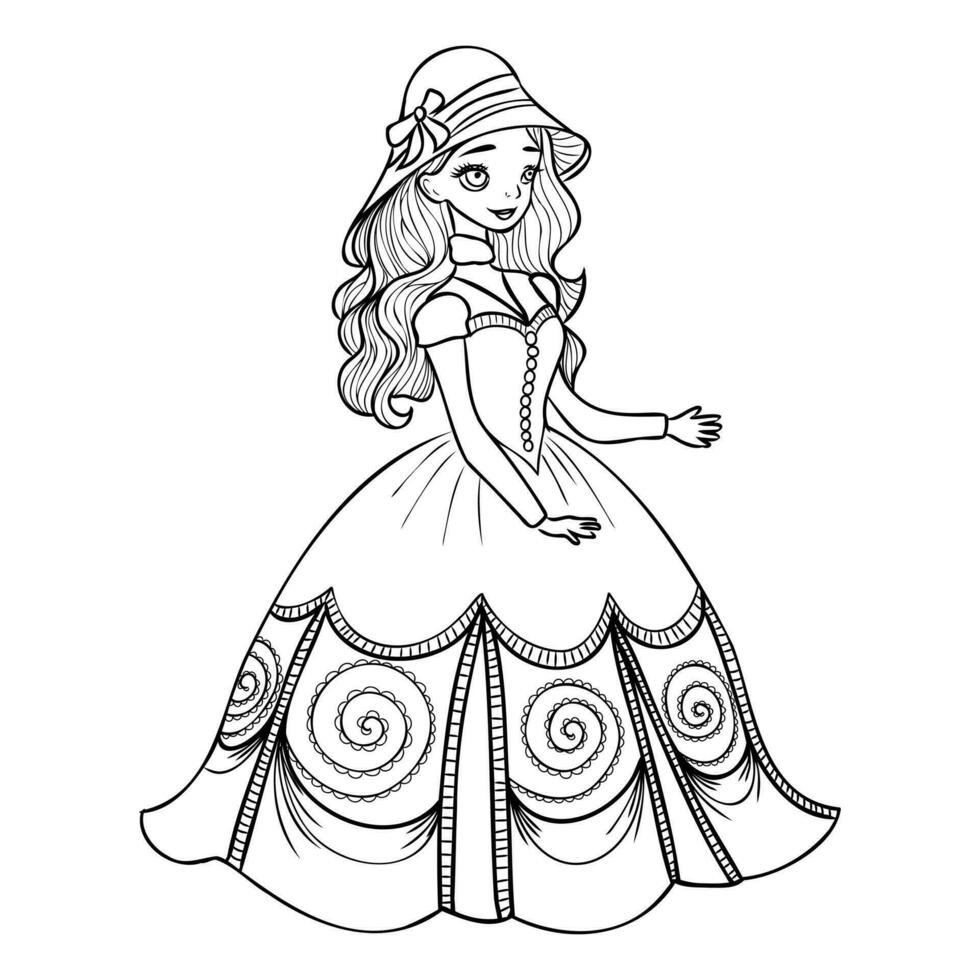 cartoon princess sketch vector