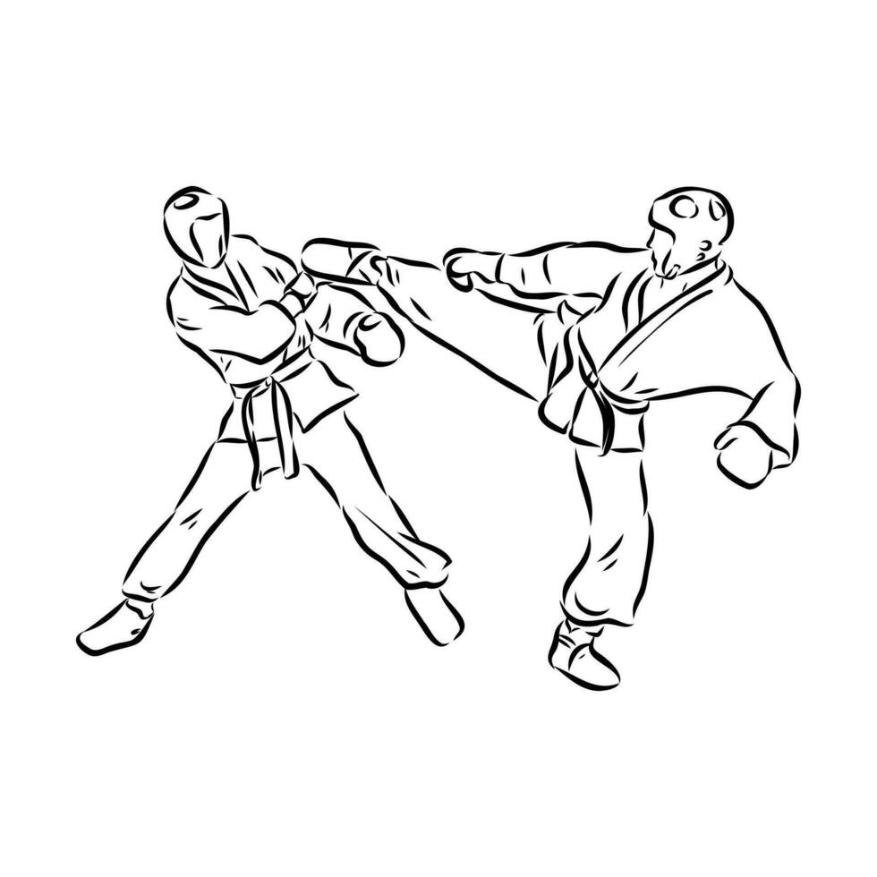 Thai boxing vector sketch