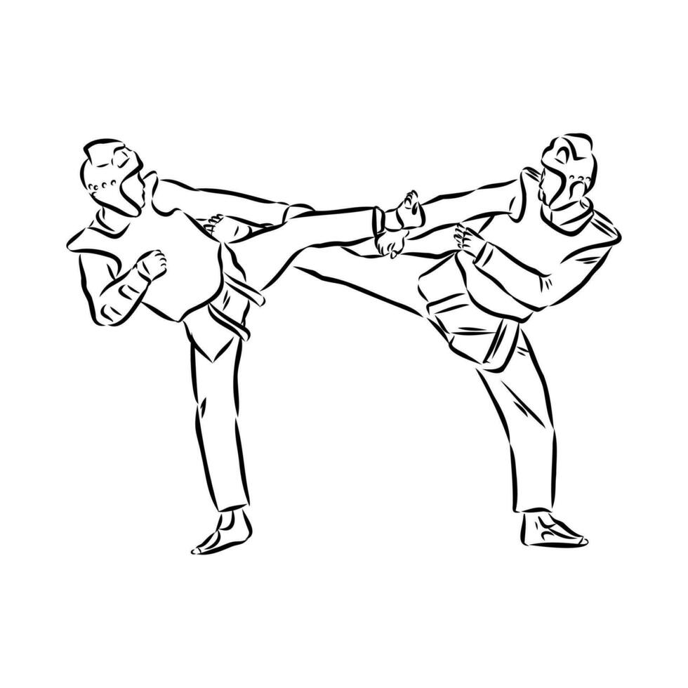 Thai boxing vector sketch