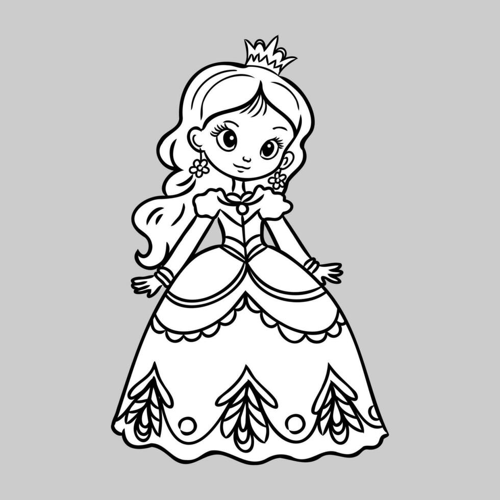 dibujos animados princesa vector bosquejo