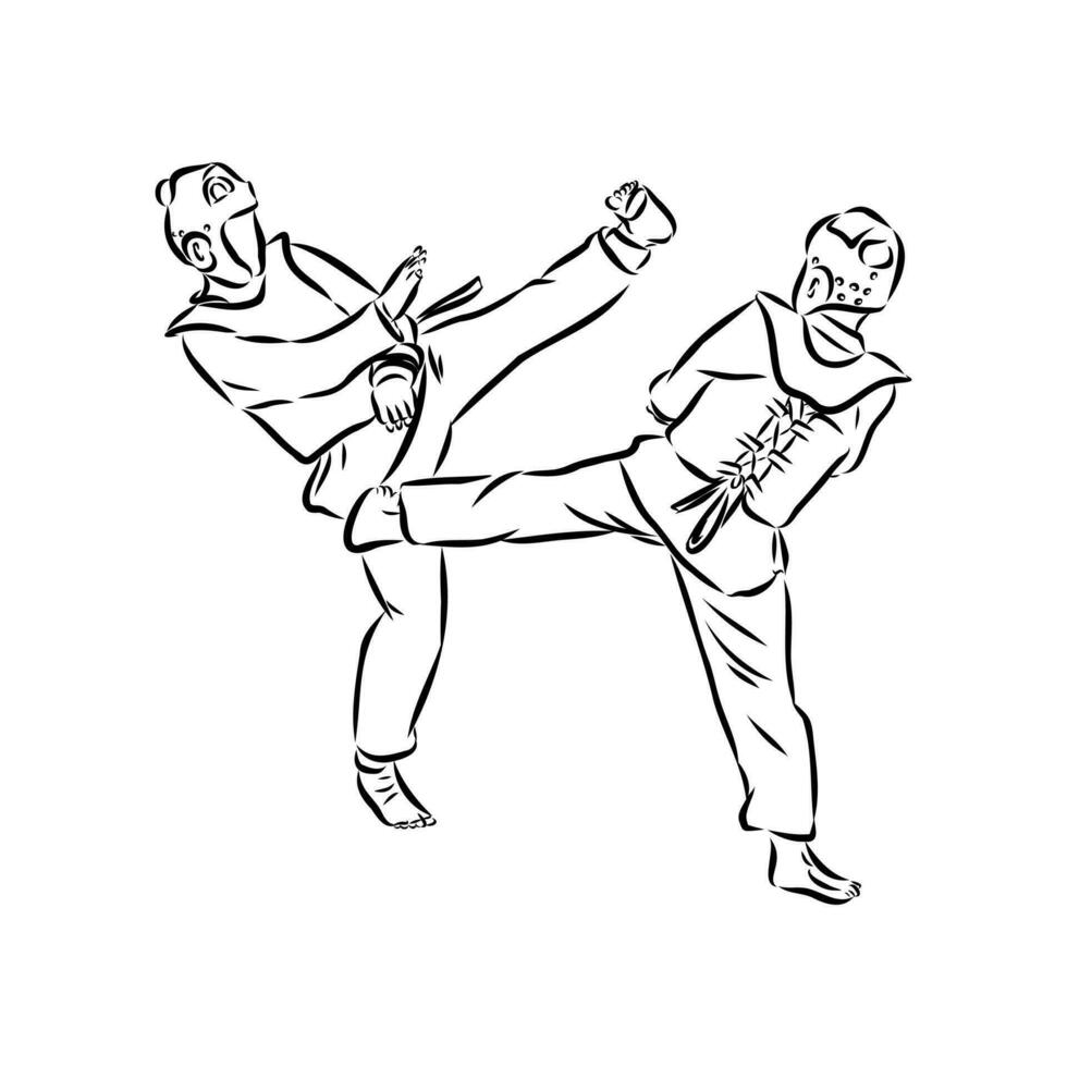 Thai boxing vector sketch