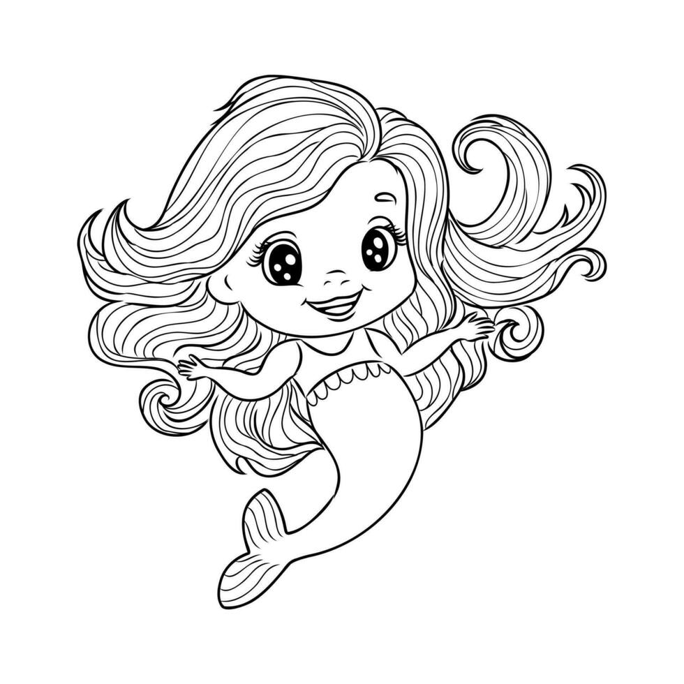 cartoon mermaid sketch vector