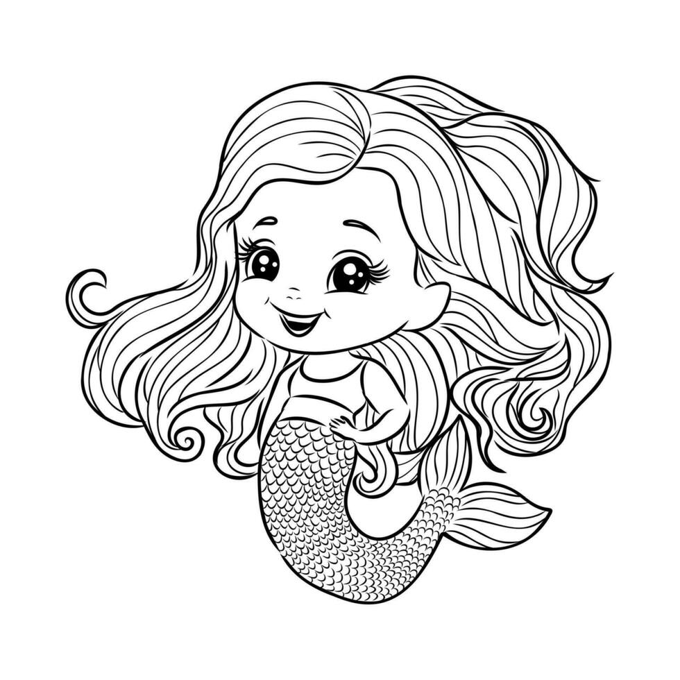 dibujos animados sirena bosquejo vector